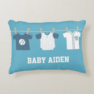 Blue Baseball Baby Boy Nursery Decor Pillow