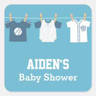 Blue Baseball Baby Boy Shower Party Labels