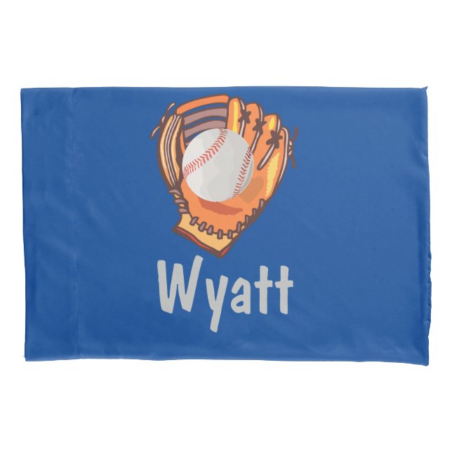 Blue Baseball Bedtime Prayer Personalised Pillowcase (Front)
