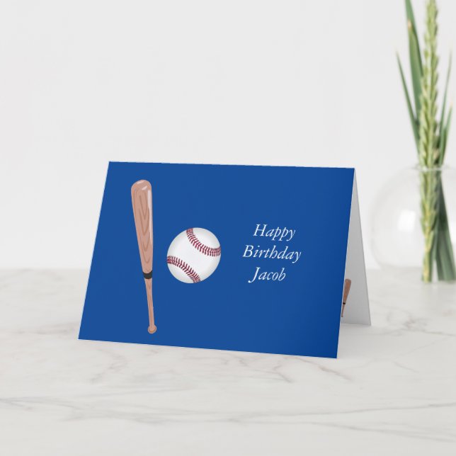 Blue Baseball Birthday Card (Front)