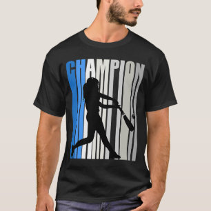 Blue Baseball Champion Girls Birthday Competition  T-Shirt