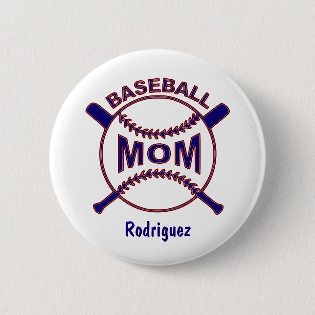 Blue Baseball Mum 6 Cm Round Badge (Front)