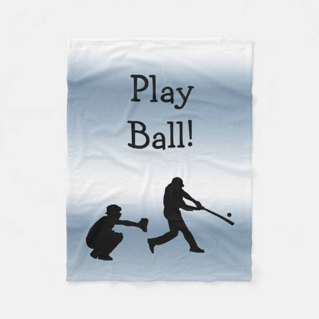 Blue Baseball Play Ball Sports Fleece Blanket (Front)