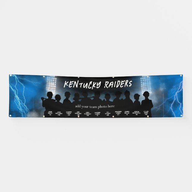 Blue Baseball Softball Dugout Banner Sports Team (Horizontal)