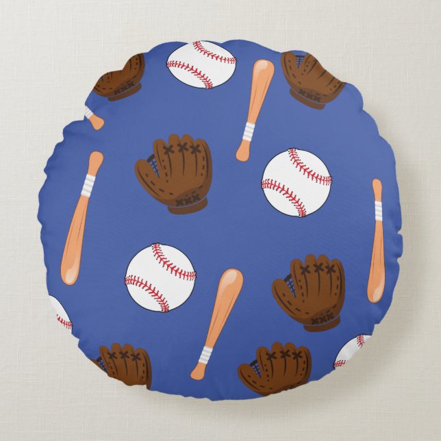 Blue Baseball Sports Theme Pillow (Front)