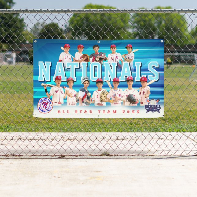 Blue Baseball Team Banner - Personalised (Insitu)