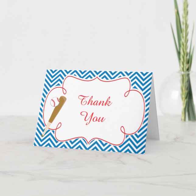 Blue Baseball Thank You Card (Front)