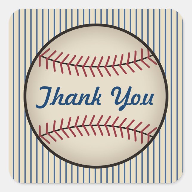 Blue Baseball Thank You Stickers (Front)