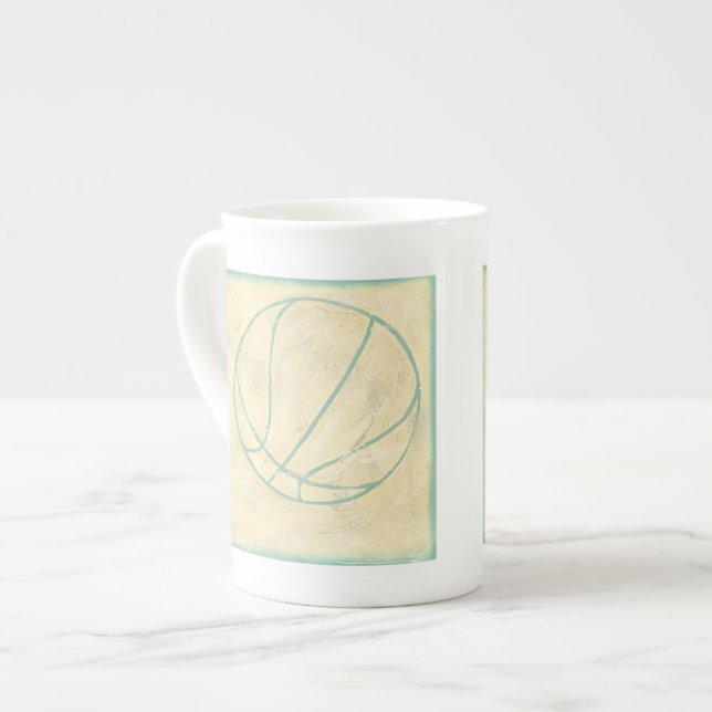 Blue Basketball by Chariklia Zarris Bone China Mug (Front Left)