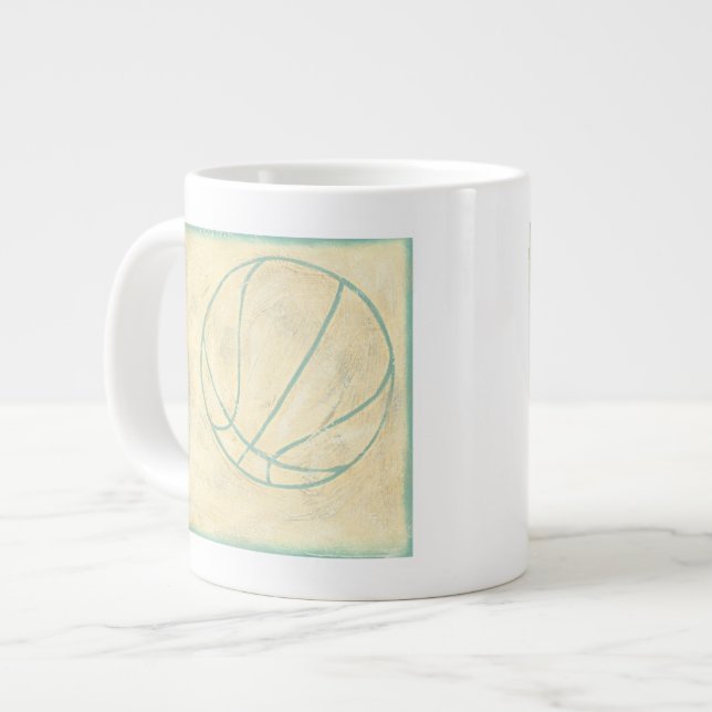 Blue Basketball by Chariklia Zarris Large Coffee Mug (Front Left)