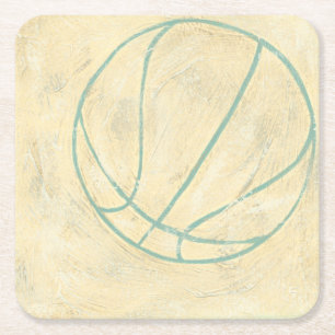 Blue Basketball by Chariklia Zarris Square Paper Coaster