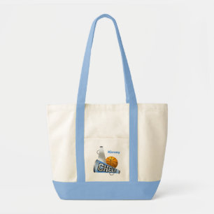 Blue Basketball Cheerleader Canvas Tote Bag