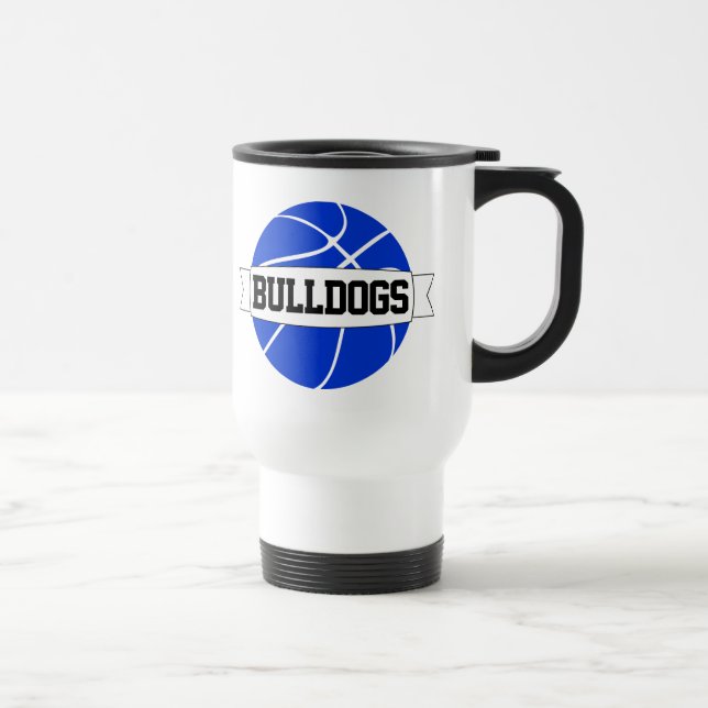 Blue Basketball Coach Custom Team Name Sports Travel Mug (Right)