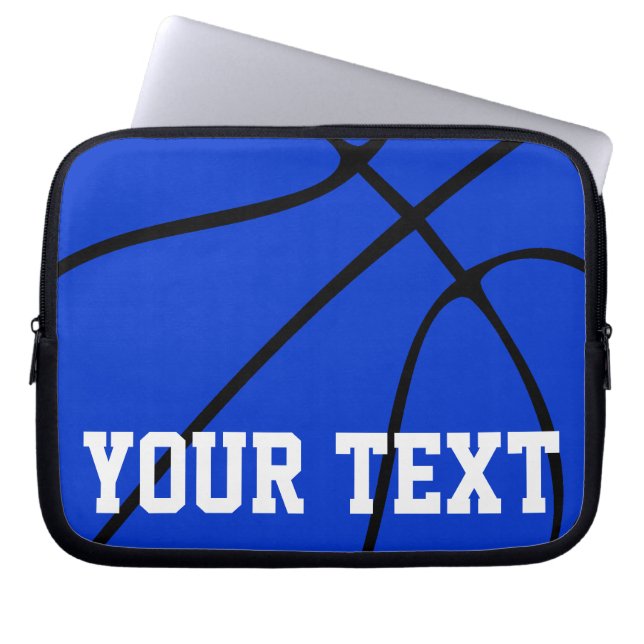 Blue Basketball Coach/Player Custom Team Name/Text Laptop Sleeve (Front)
