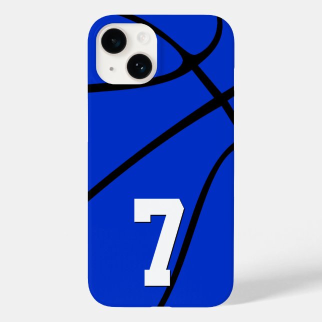 Blue Basketball Custom Player Number Sports Case-Mate iPhone Case (Back)