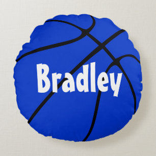 Blue Basketball Customisable Player Name or Team Round Cushion