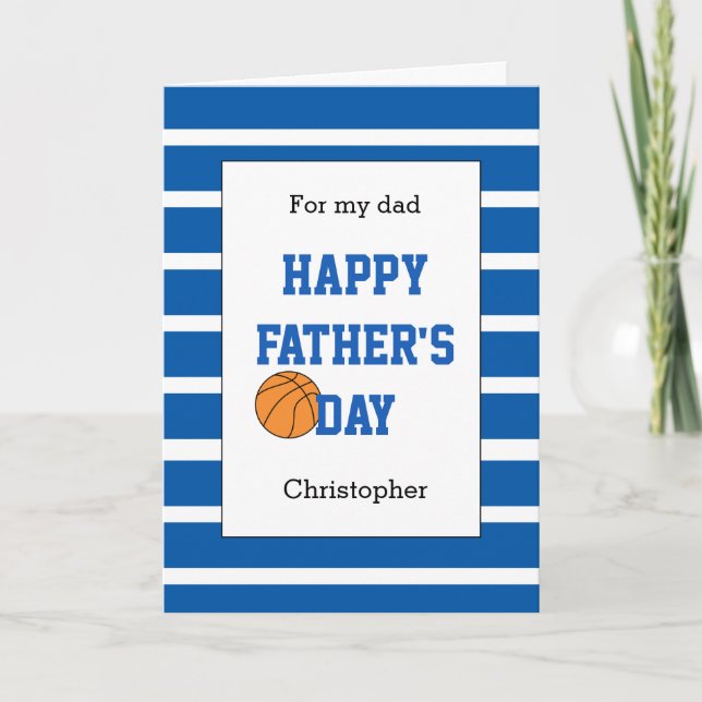 Blue Basketball Father's Day for Dad Card (Front)
