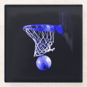 Blue Basketball Glass Coaster
