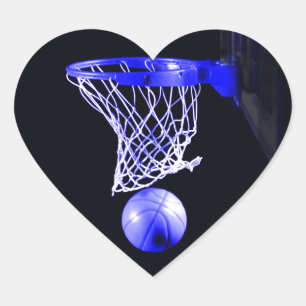 Blue Basketball Heart Sticker