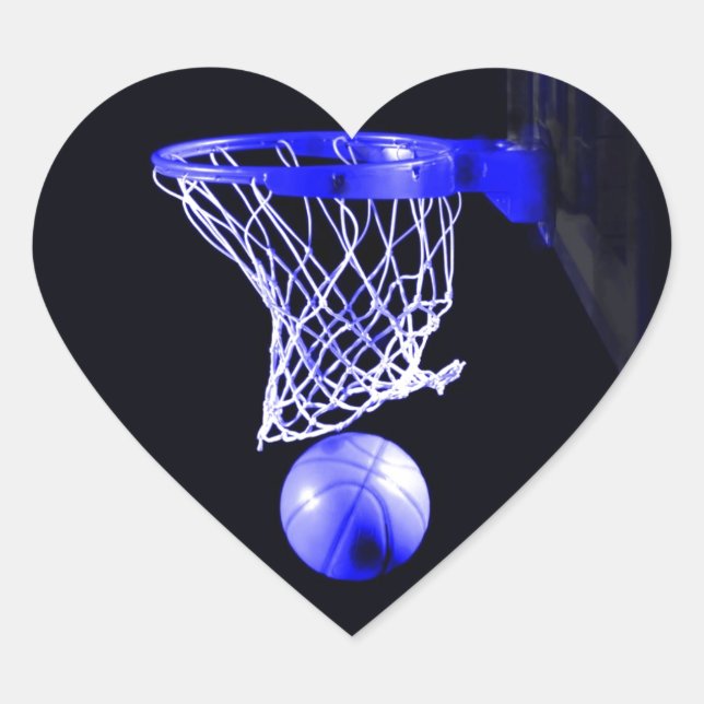 Blue Basketball Heart Sticker (Front)