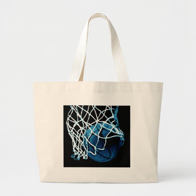 Blue Basketball Large Tote Bag (Front)