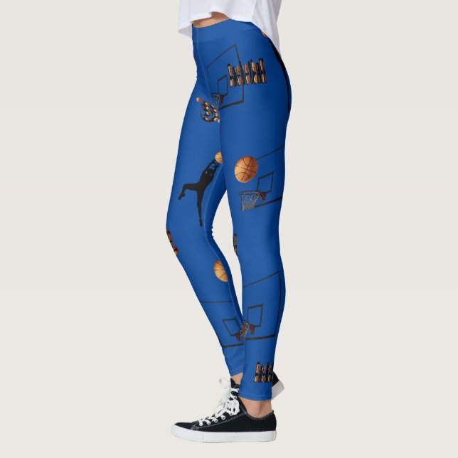 Blue Basketball Pattern, Leggings (Left)