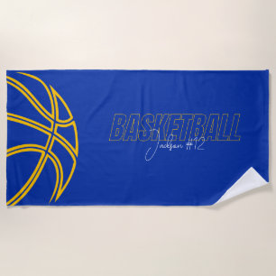 Blue Basketball Player Name Number Coach Sports Beach Towel