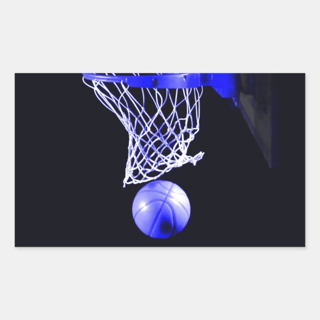 Blue Basketball Rectangular Sticker (Front)