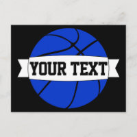 Blue Basketball Team Name or Custom Text Postcards