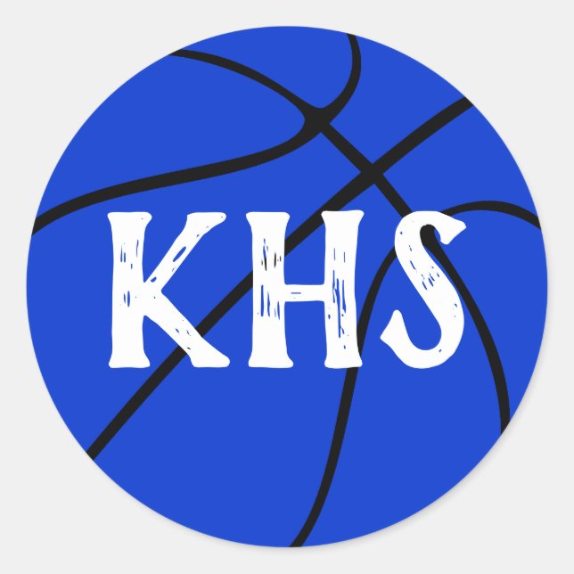 Blue Basketball Team Party, Pep Rally or Scrapbook Classic Round Sticker (Front)