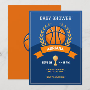 Blue Basketball trophy Baby shower Invitation