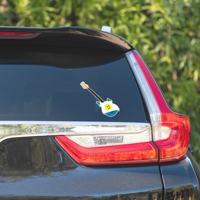 Blue Bass wearing a Happy Face Shirt Sticker (Car Side)