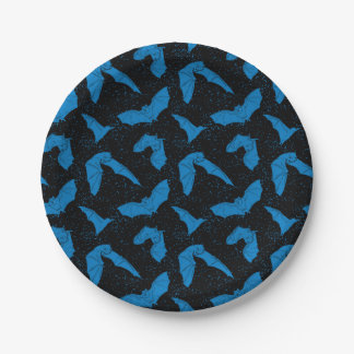 Blue Bat Halloween Baby Shower Plate