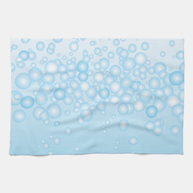 Blue Bath Bubbles Tea Towel (Horizontal)