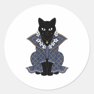 Blue Batik Cat Mystic Art Sticker