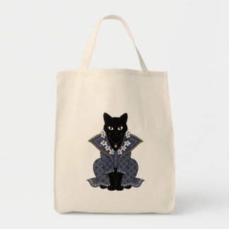 Blue Batik Cat Queen Tote Bag