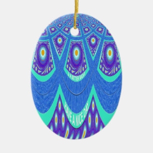 Blue batik ceramic tree decoration