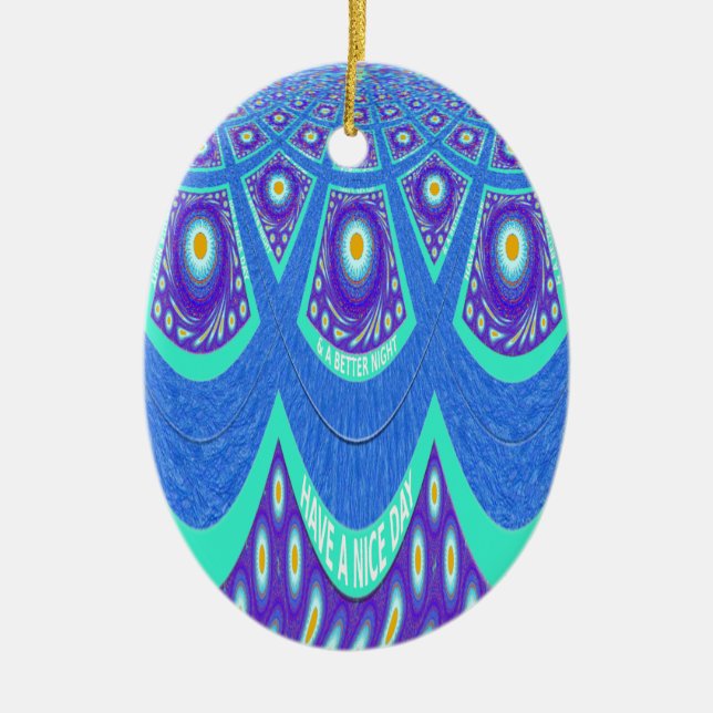 Blue batik ceramic tree decoration (Front)