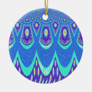 Blue batik ceramic tree decoration
