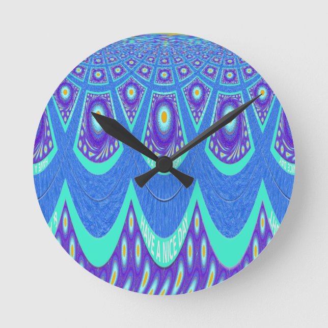 Blue batik round clock (Front)