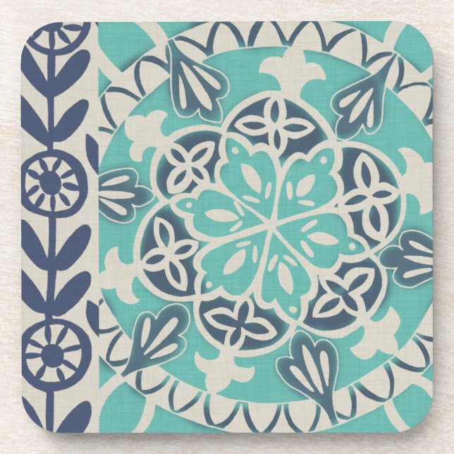 Blue Batik Tile I Coaster (Front)