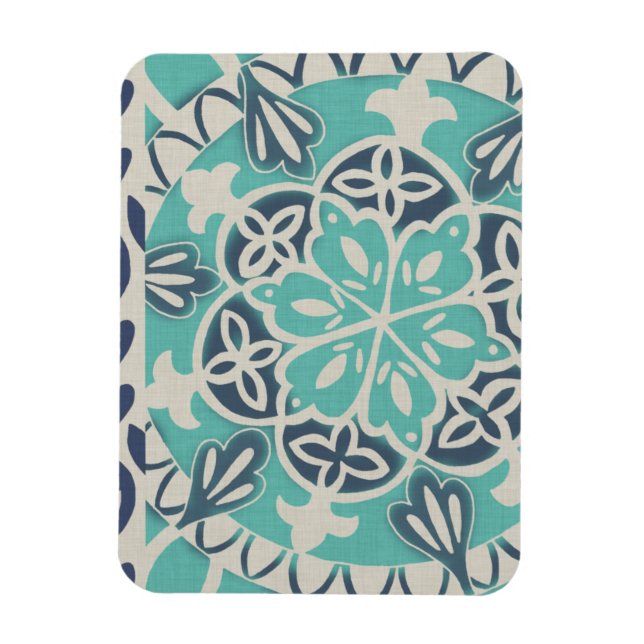 Blue Batik Tile I Magnet (Vertical)