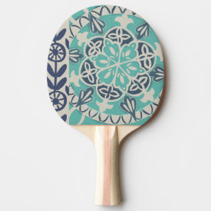 Blue Batik Tile I Ping Pong Paddle