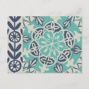 Blue Batik Tile I Postcard