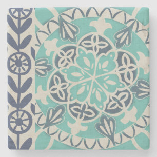 Blue Batik Tile I Stone Coaster