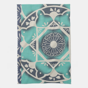 Blue Batik Tile II Tea Towel