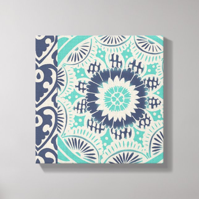 Blue Batik Tile III Canvas Print (Front)