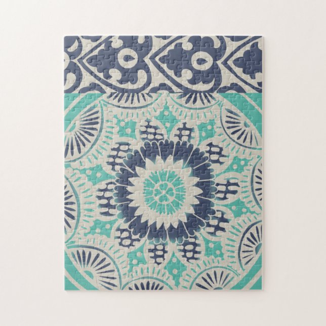 Blue Batik Tile III Jigsaw Puzzle (Vertical)
