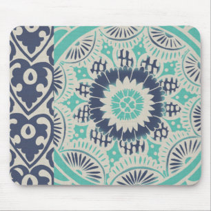 Blue Batik Tile III Mouse Mat