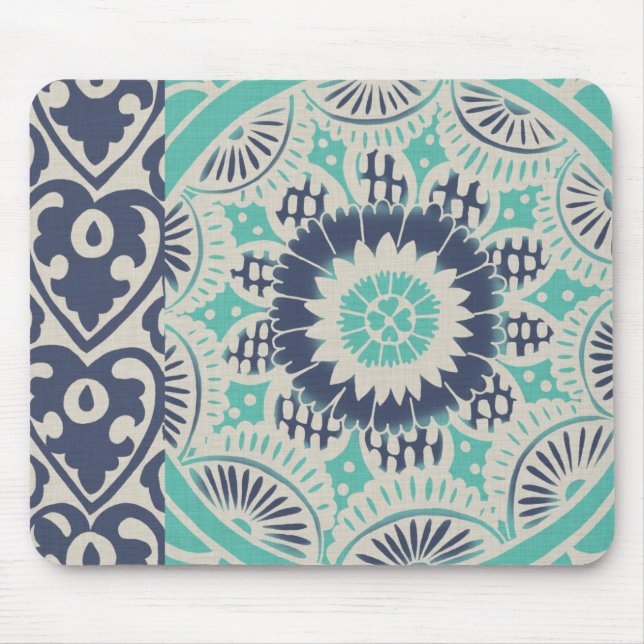 Blue Batik Tile III Mouse Mat (Front)